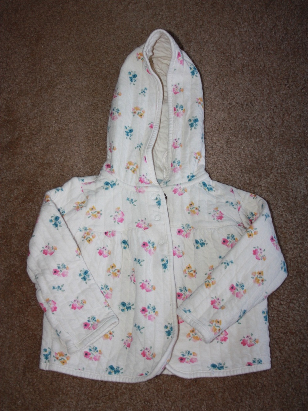 Carter's Cream Floral Hooded Jacket with Pink and Teal Accents